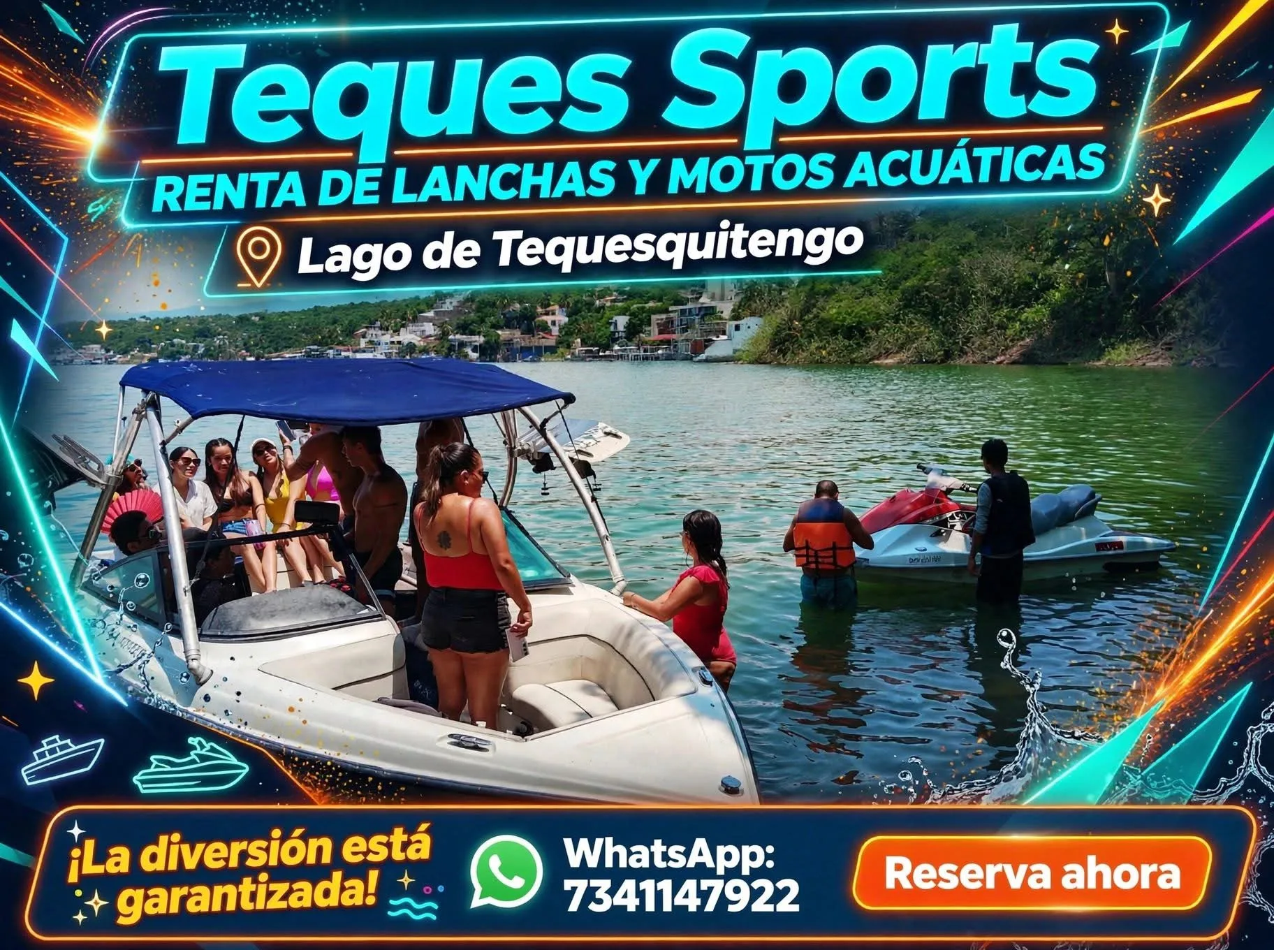 Lancha y moto acuática en el Lago de Tequesquitengo